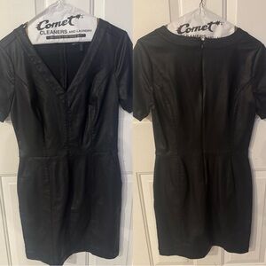 White House Black Market Black Faux Leather Mini Dress